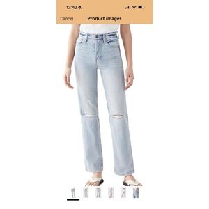 PISTOLA Cassie High Rise 28 Straight Leg Jeans By My Side Light Wash Distressed